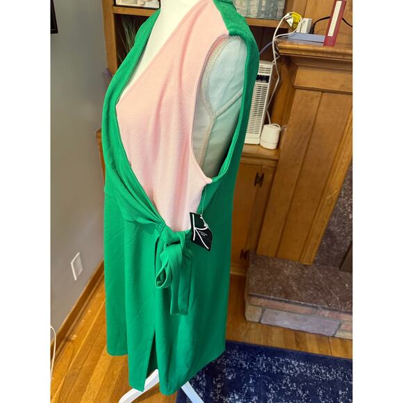 NWT Kasper Womens V-Neck Pink & Green Knee-Length Wrap Dress Sz. XL - Picture 7 of 7